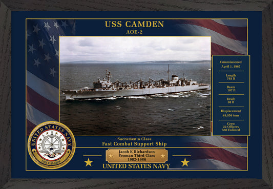 USS Camden AOE-2 Framed Patriotic Photo