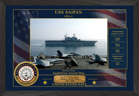 USS Saipan LHA-2 Framed Patriotic Photo