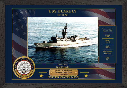 USS Blakely FF-1072 Framed Patriotic Photo