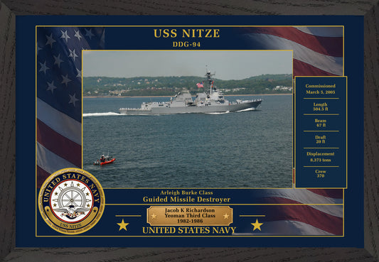 USS Nitze DDG-94 Framed Patriotic Photo