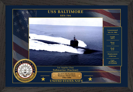 USS Baltimore SSN-704 Framed Patriotic Photo