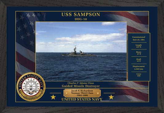 USS Sampson DDG-10 Framed Patriotic Photo