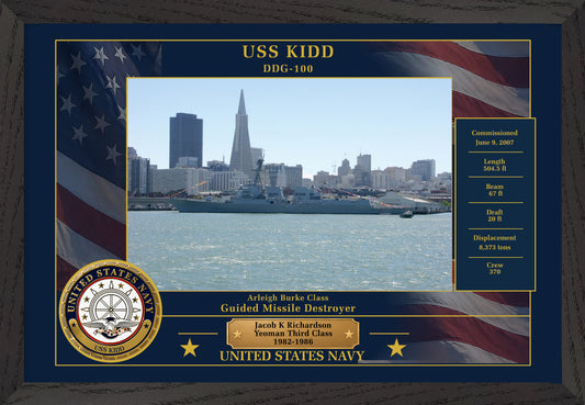 USS Kidd DDG-100 Framed Patriotic Photo