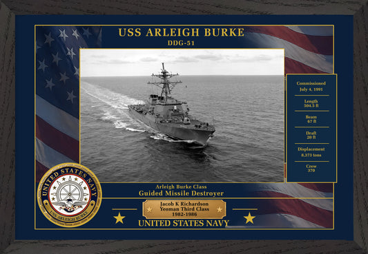 USS Arleigh Burke DDG-51 Framed Patriotic Photo