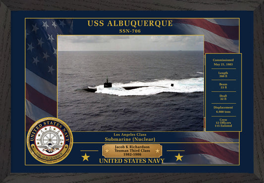 USS Albuquerque SSN-706 Framed Patriotic Photo