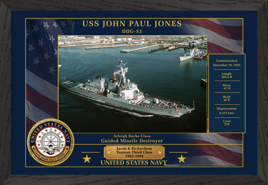 USS John Paul Jones DDG-53 Framed Patriotic Photo
