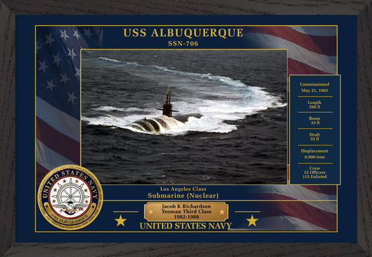 USS Albuquerque SSN-706 Framed Patriotic Photo