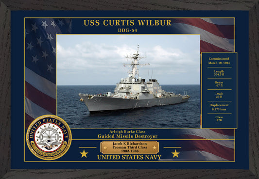 USS Curtis Wilbur DDG-54 Framed Patriotic Photo
