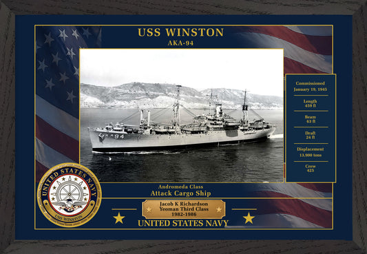 USS Winston AKA-94 Framed Patriotic Photo