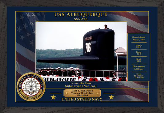USS Albuquerque SSN-706 Framed Patriotic Photo
