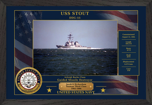 USS Stout DDG-55 Framed Patriotic Photo