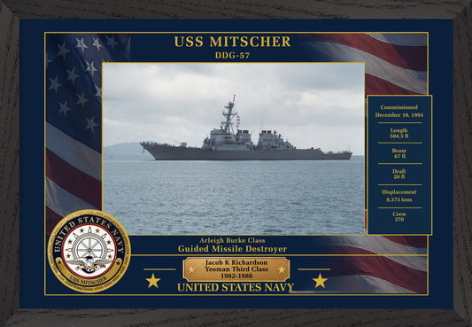 USS Mitscher DDG-57 Framed Patriotic Photo