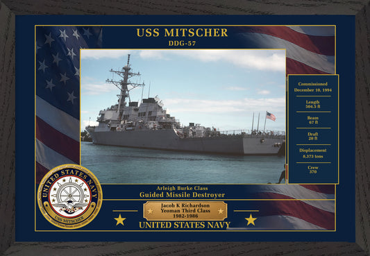 USS Mitscher DDG-57 Framed Patriotic Photo