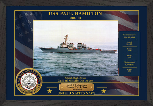USS Paul Hamilton DDG-60 Framed Patriotic Photo