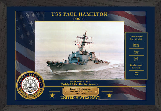 USS Paul Hamilton DDG-60 Framed Patriotic Photo