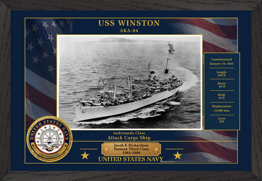 USS Winston AKA-94 Framed Patriotic Photo