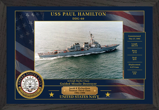 USS Paul Hamilton DDG-60 Framed Patriotic Photo