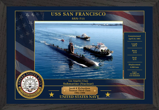 USS San Francisco SSN-711 Framed Patriotic Photo
