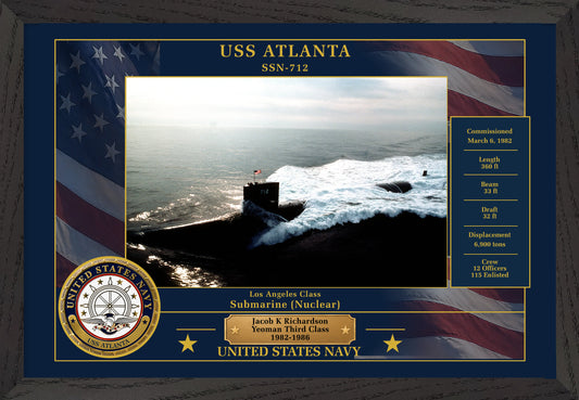USS Atlanta SSN-712 Framed Patriotic Photo