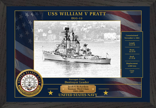 USS William V Pratt DLG-13 Framed Patriotic Photo