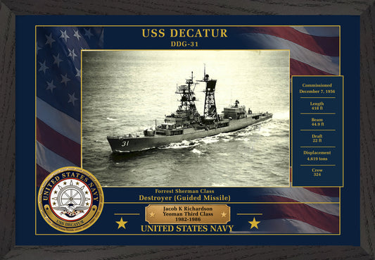 USS Decatur DDG-31 Framed Patriotic Photo