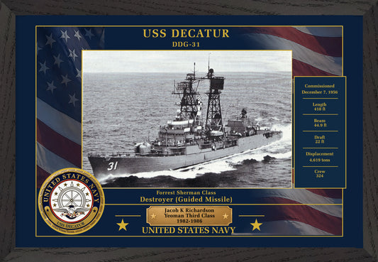 USS Decatur DDG-31 Framed Patriotic Photo