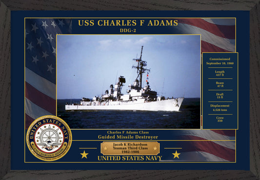 USS Charles F Adams DDG-2 Framed Patriotic Photo