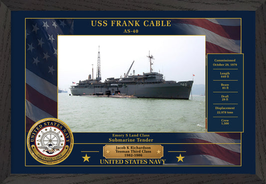 USS Frank Cable AS-40 Framed Patriotic Photo