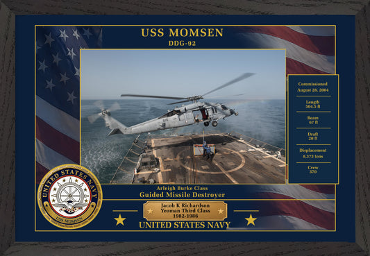 USS Momsen DDG-92 Framed Patriotic Photo