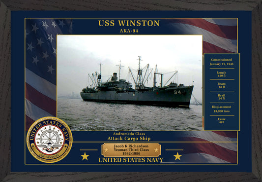 USS Winston AKA-94 Framed Patriotic Photo