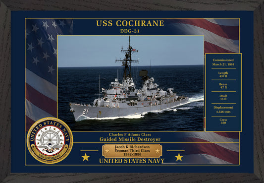 USS Cochrane DDG-21 Framed Patriotic Photo