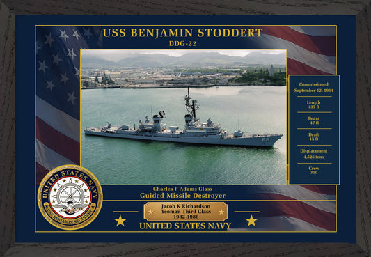 USS Benjamin Stoddert DDG-22 Framed Patriotic Photo