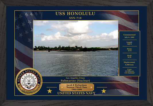 USS Honolulu SSN-718 Framed Patriotic Photo