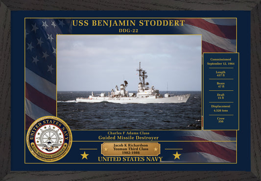 USS Benjamin Stoddert DDG-22 Framed Patriotic Photo