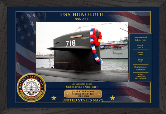 USS Honolulu SSN-718 Framed Patriotic Photo