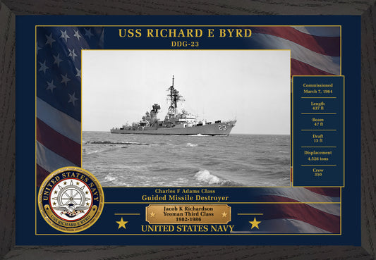 USS Richard E Byrd DDG-23 Framed Patriotic Photo