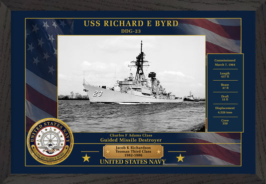 USS Richard E Byrd DDG-23 Framed Patriotic Photo