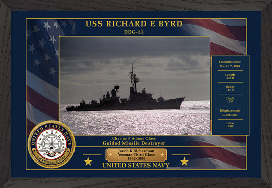 USS Richard E Byrd DDG-23 Framed Patriotic Photo