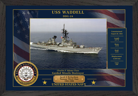 USS Waddell DDG-24 Framed Patriotic Photo