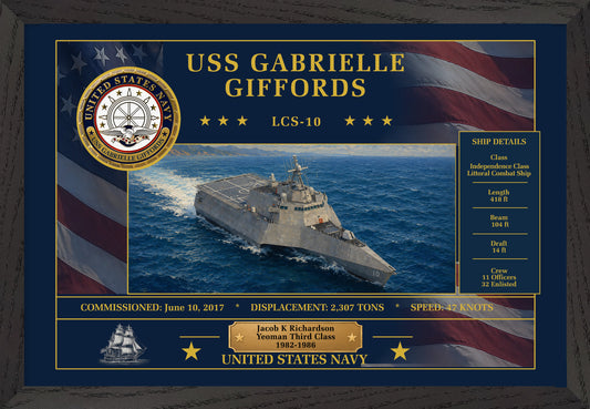 USS Gabrielle Giffords LCS-10 Framed Patriotic Art