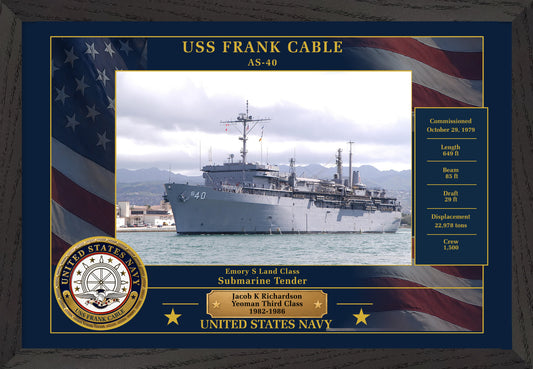 USS Frank Cable AS-40 Framed Patriotic Photo