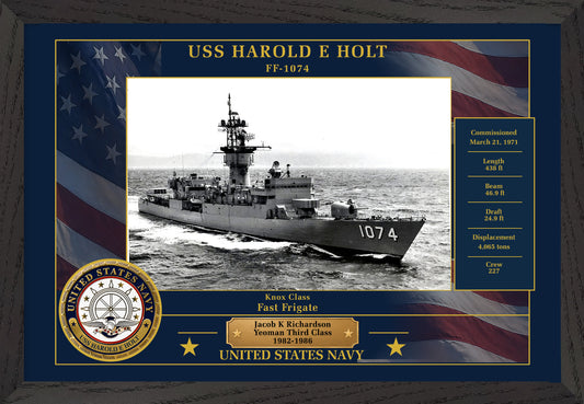 USS Harold E Holt FF-1074 Framed Patriotic Photo