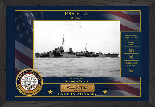USS Hill DE-141 Framed Patriotic Photo
