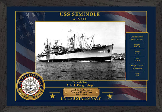 USS Seminole AKA-104 Framed Patriotic Photo