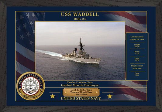 USS Waddell DDG-24 Framed Patriotic Photo