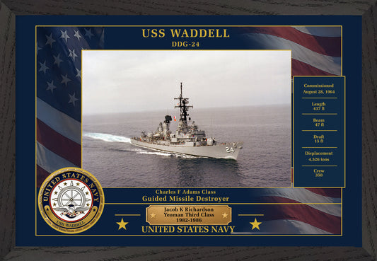 USS Waddell DDG-24 Framed Patriotic Photo