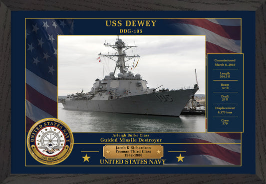 USS Dewey DDG-105 Framed Patriotic Photo