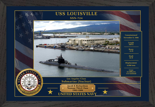USS Louisville SSN-724 Framed Patriotic Photo