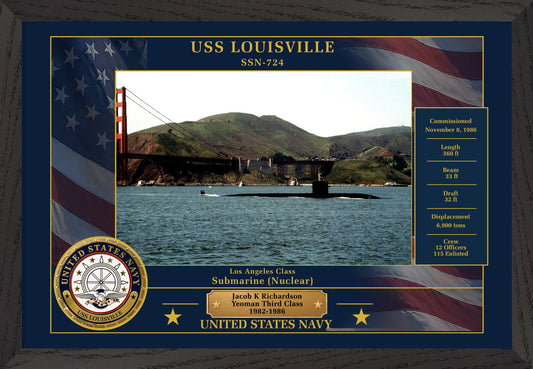 USS Louisville SSN-724 Framed Patriotic Photo