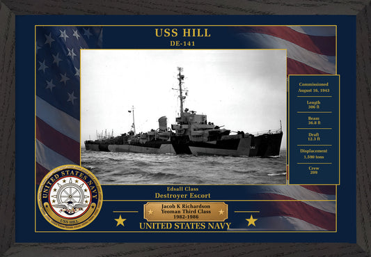 USS Hill DE-141 Framed Patriotic Photo